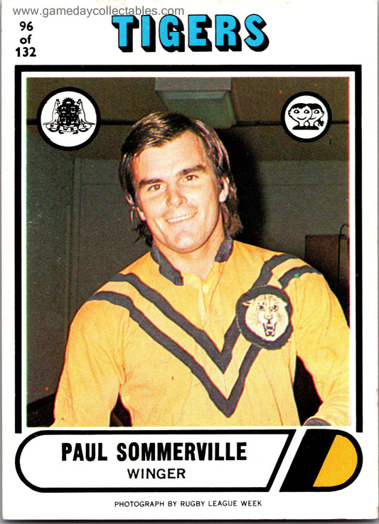 1976 SCANLENS - 096 Paul Sommerville - Balmain Tigers