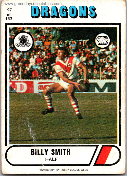 1976 SCANLENS - 097 Billy Smith - St George Dragons