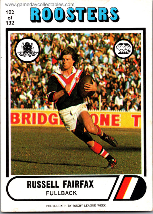 1976 SCANLENS - 102 Russell Fairfax - Eastern Suburbs Roosters