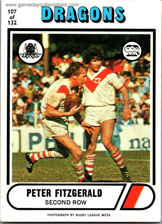1976 SCANLENS - 107 Peter Fitzgerald - St George Dragons