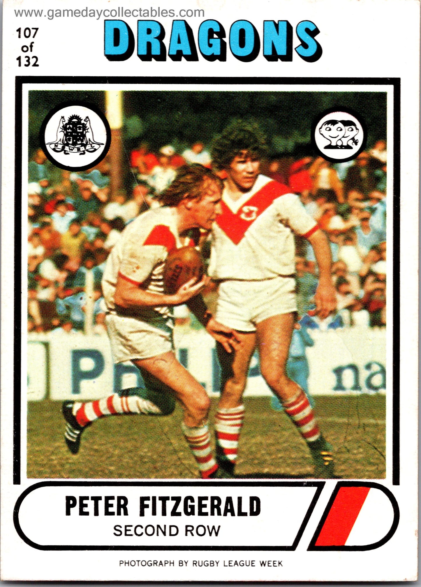 1976 SCANLENS - 107 Peter Fitzgerald - St George Dragons