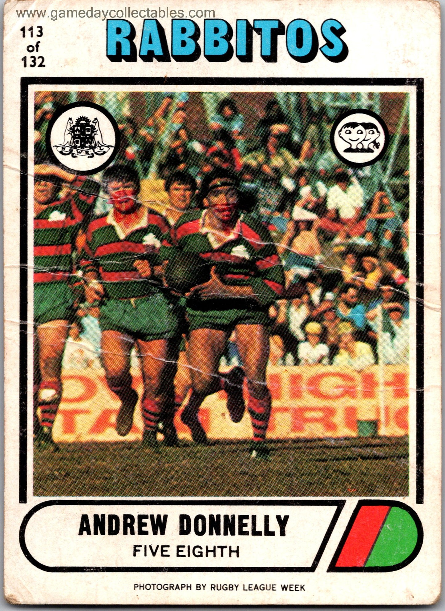 1976 SCANLENS - 113 Andrew Donnelly - South Sydney Rabbitohs