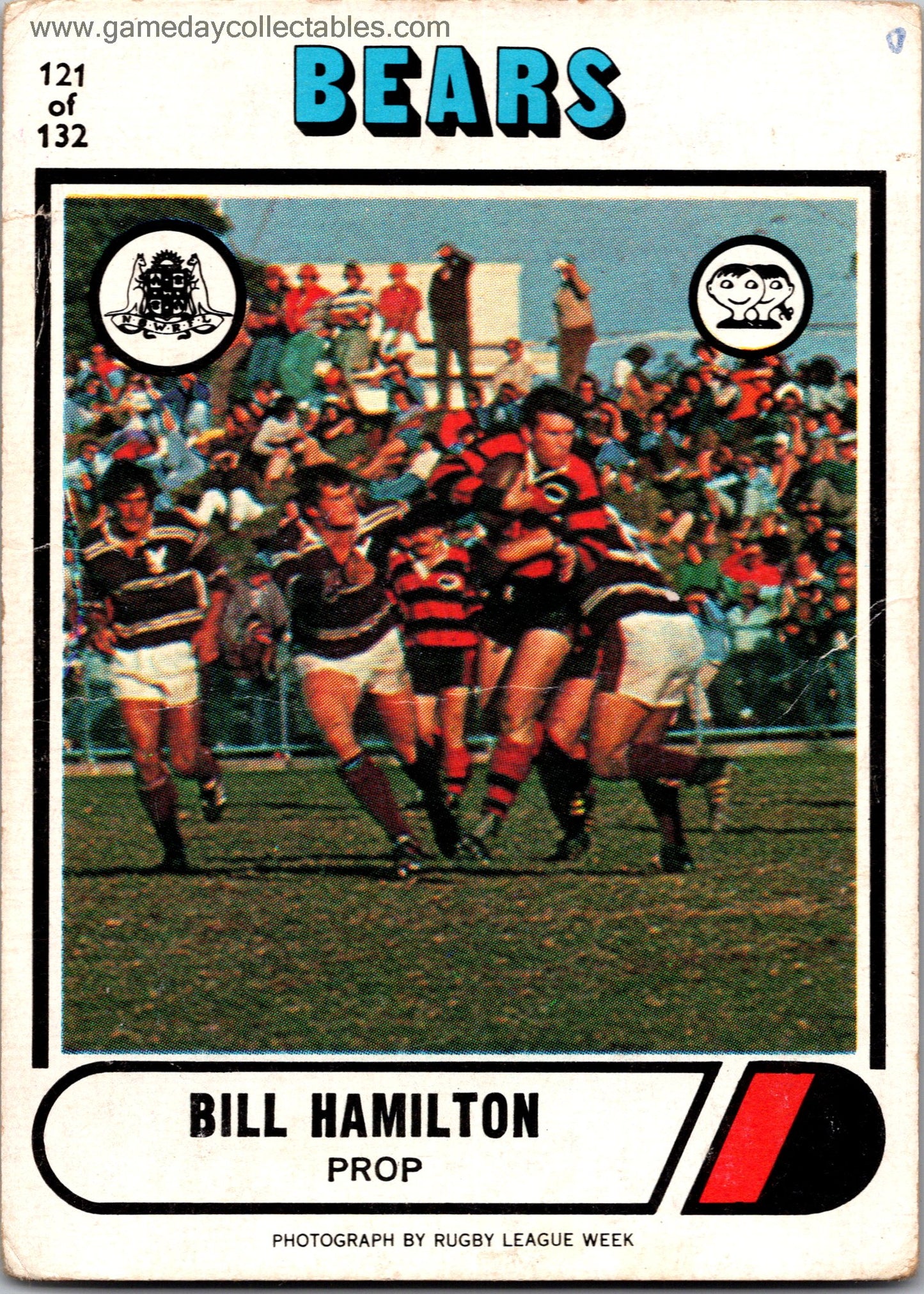 1976 SCANLENS - 121 Bill Hamilton - North Sydney Bears