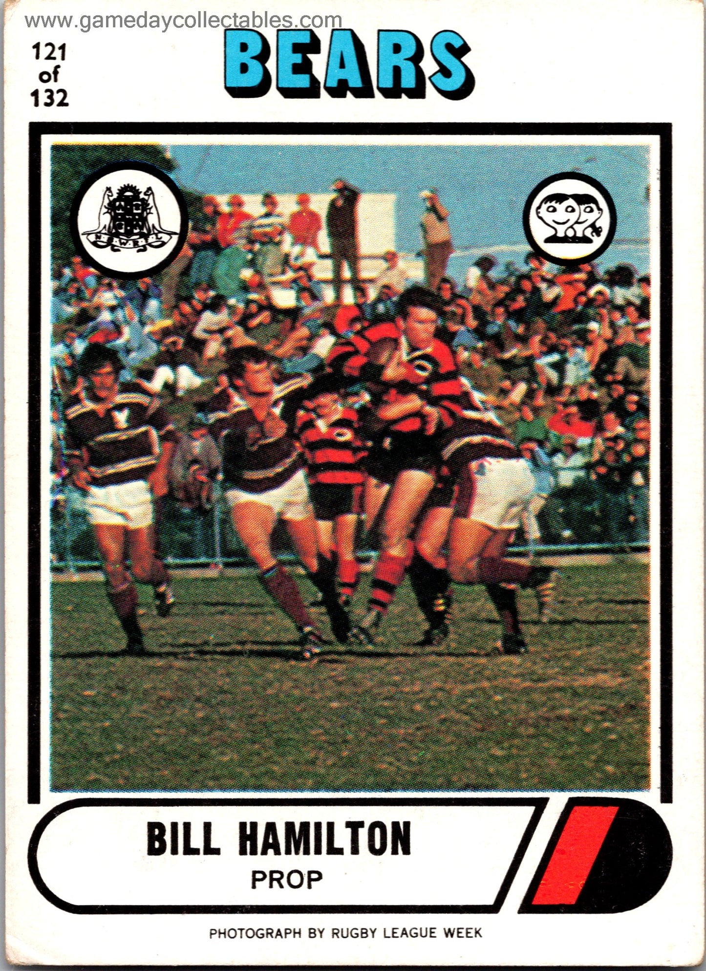 1976 SCANLENS - 121 Bill Hamilton - North Sydney Bears