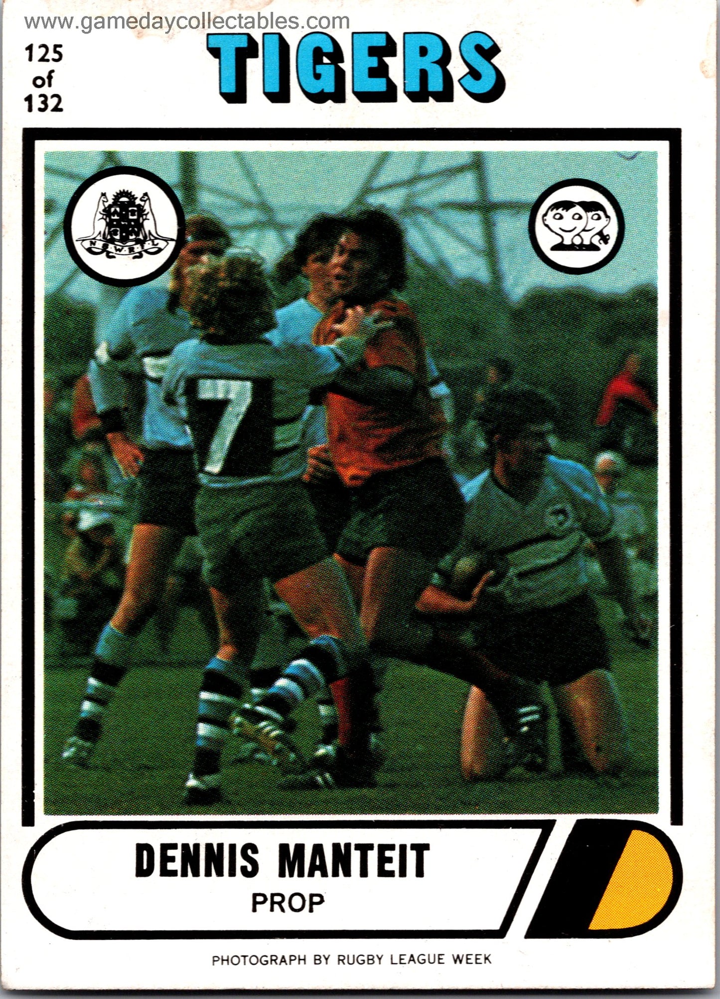 1976 SCANLENS - 125 Dennis Manteit - Balmain Tigers