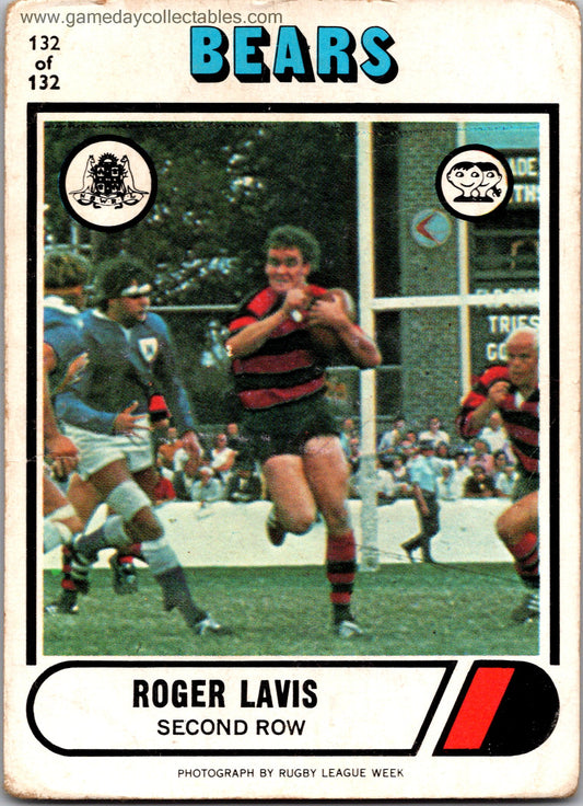1976 SCANLENS - 132 Roger Lavis - North Sydney Bears