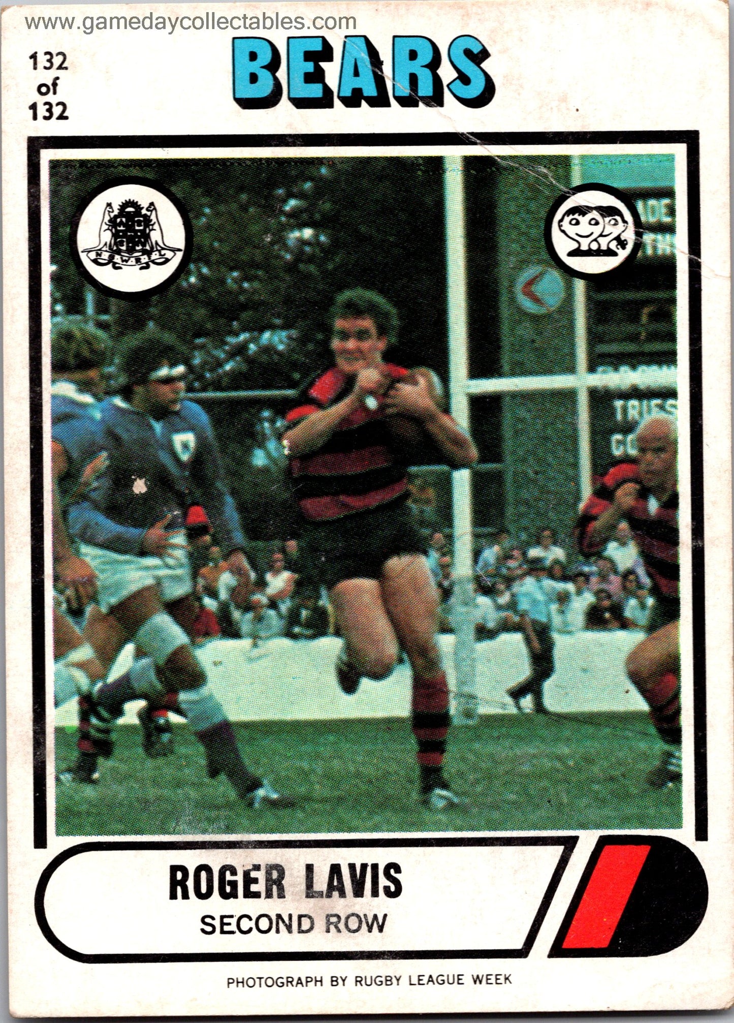 1976 SCANLENS - 132 Roger Lavis - North Sydney Bears