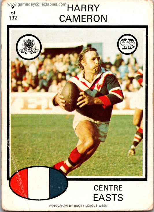1975 SCANLENS - 009 Harry Cameron - Eastern Suburbs Roosters