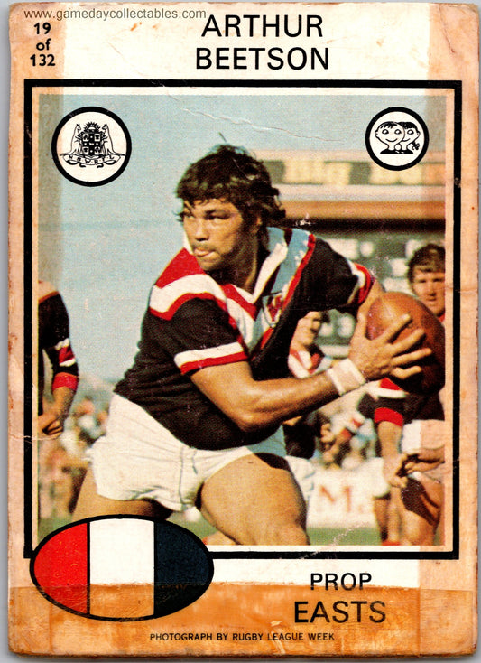 1975 SCANLENS - 019 Arthur Beetson - Eastern Suburbs Roosters
