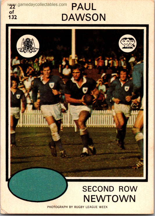 1975 SCANLENS - 022 Paul Dawson - Newtown Jets