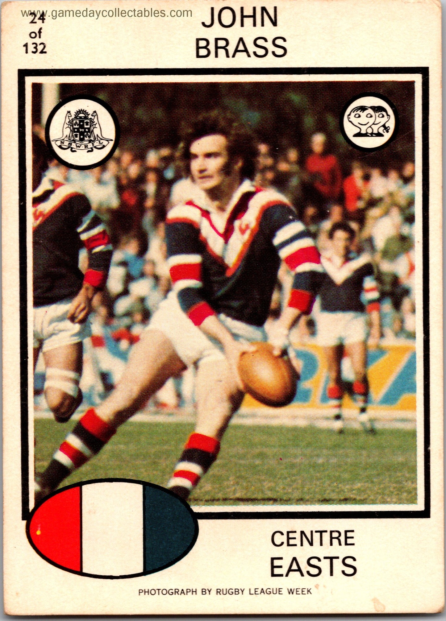 1975 SCANLENS - 024 John Brass - Eastern Suburbs Roosters