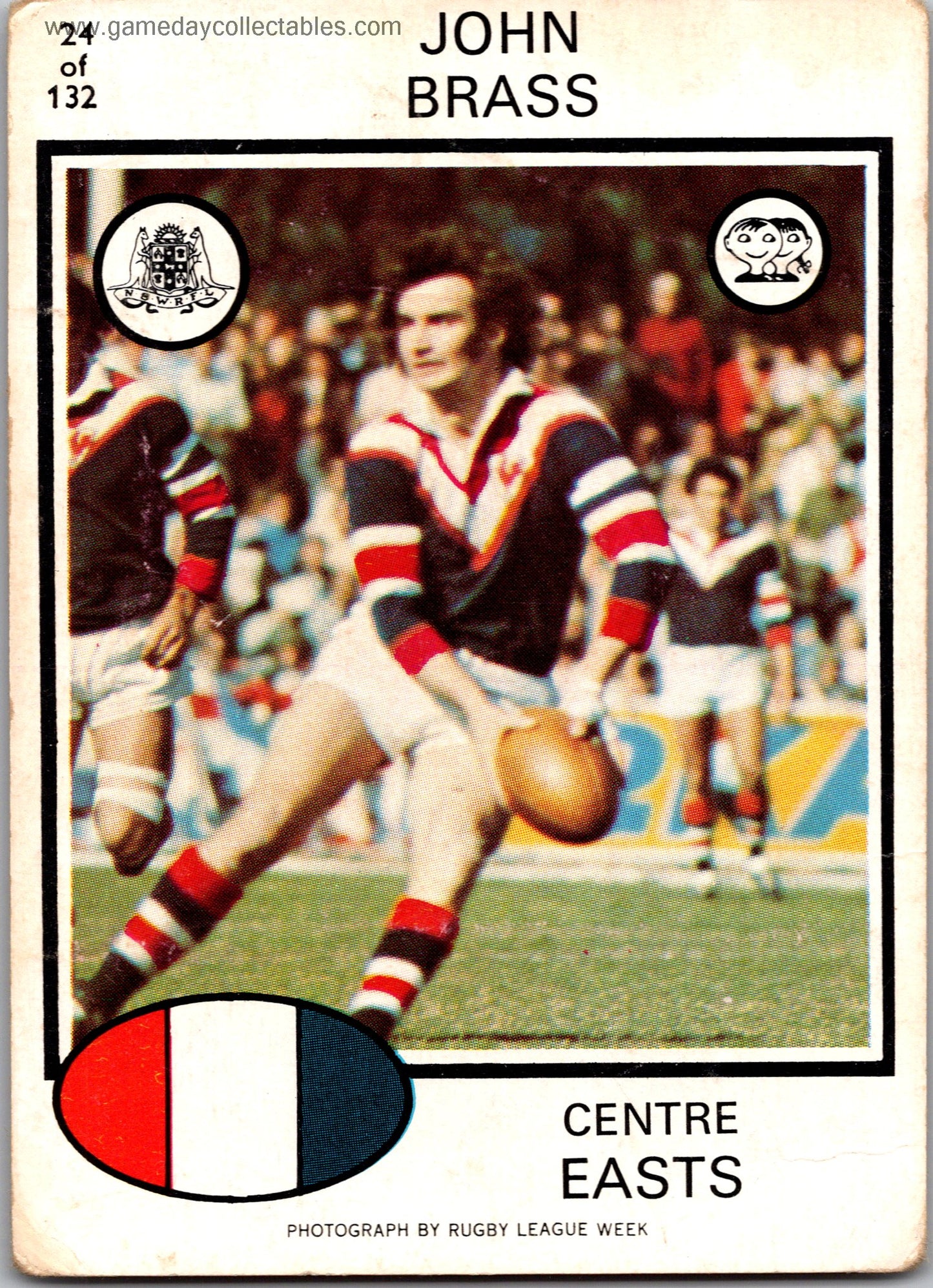 1975 SCANLENS - 024 John Brass - Eastern Suburbs Roosters