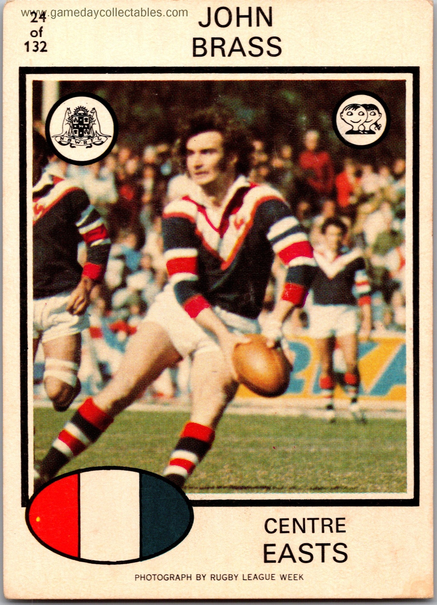 1975 SCANLENS - 024 John Brass - Eastern Suburbs Roosters