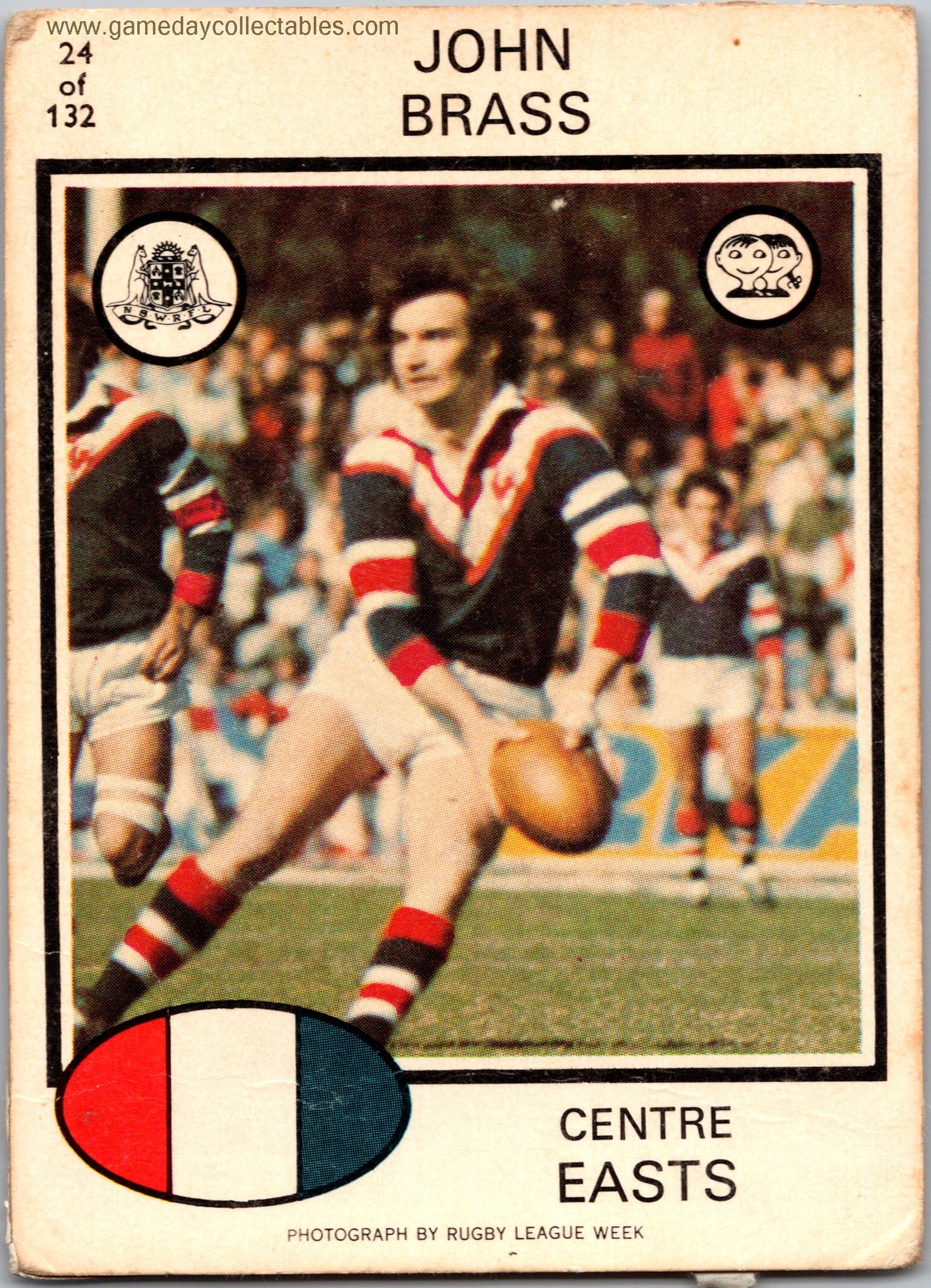 1975 SCANLENS - 024 John Brass - Eastern Suburbs Roosters