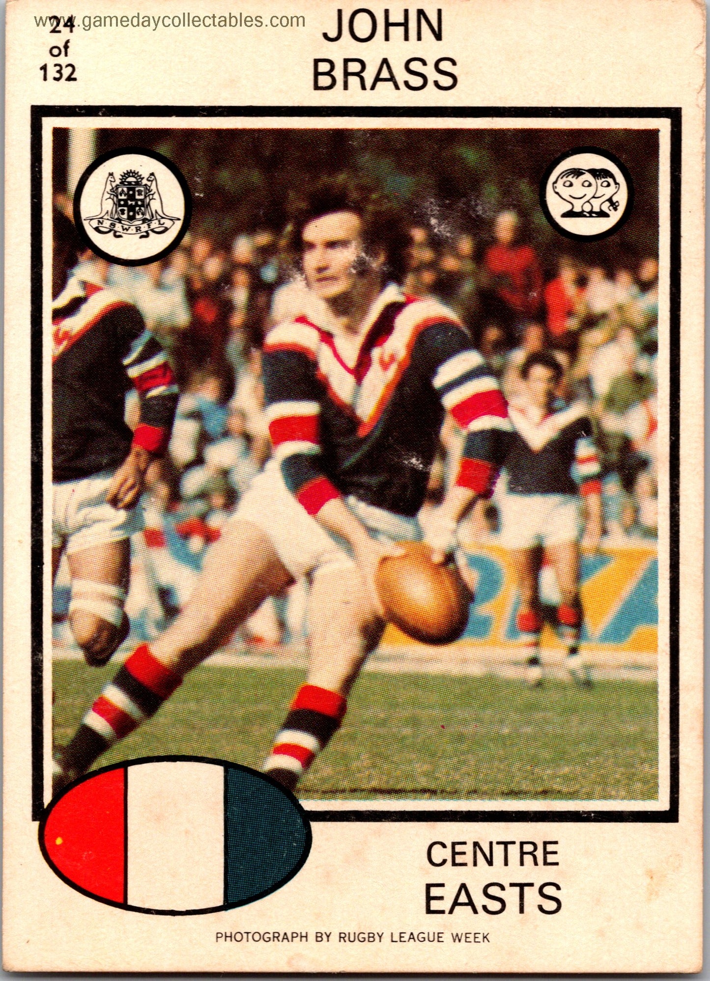 1975 SCANLENS - 024 John Brass - Eastern Suburbs Roosters