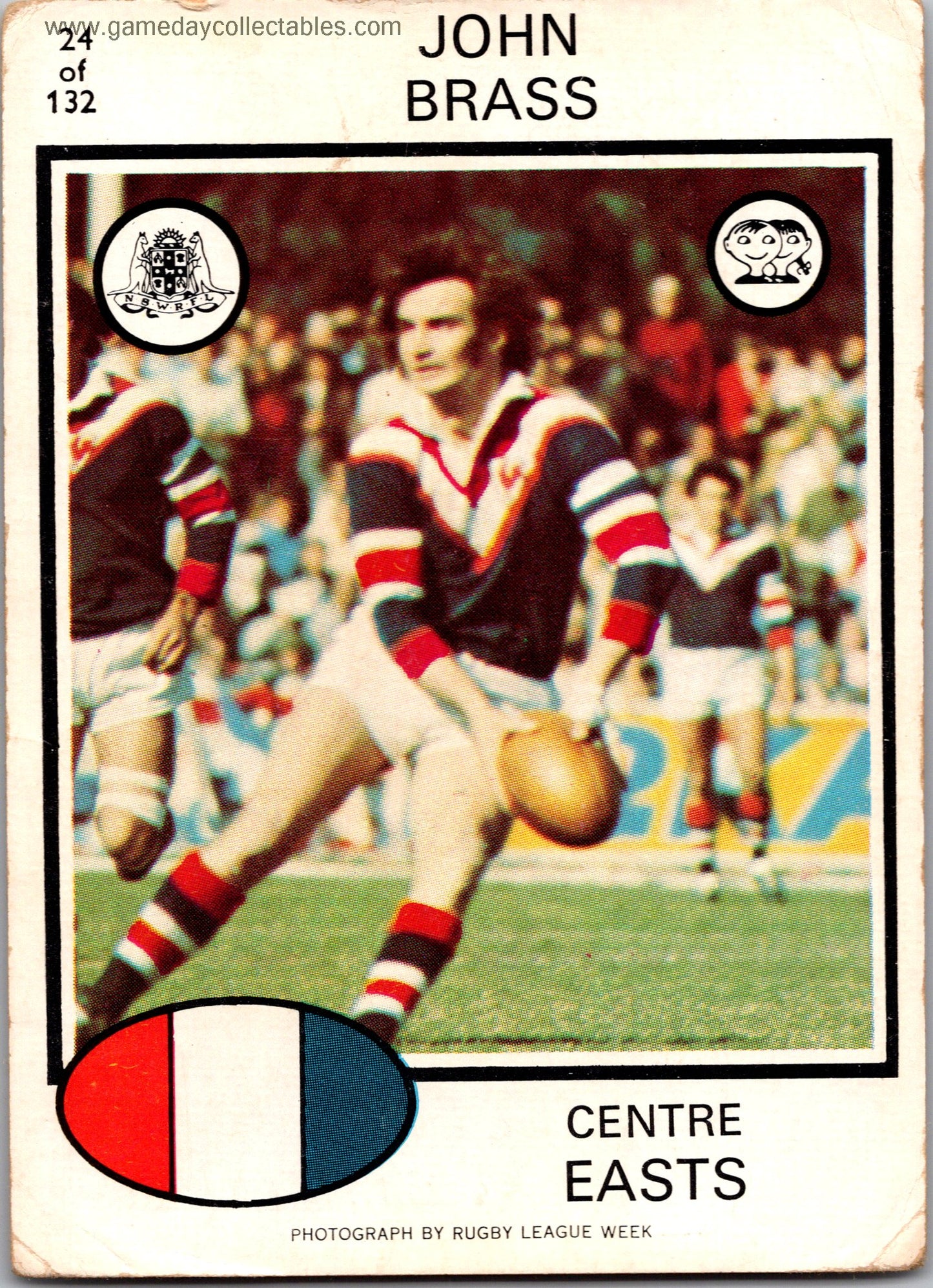 1975 SCANLENS - 024 John Brass - Eastern Suburbs Roosters