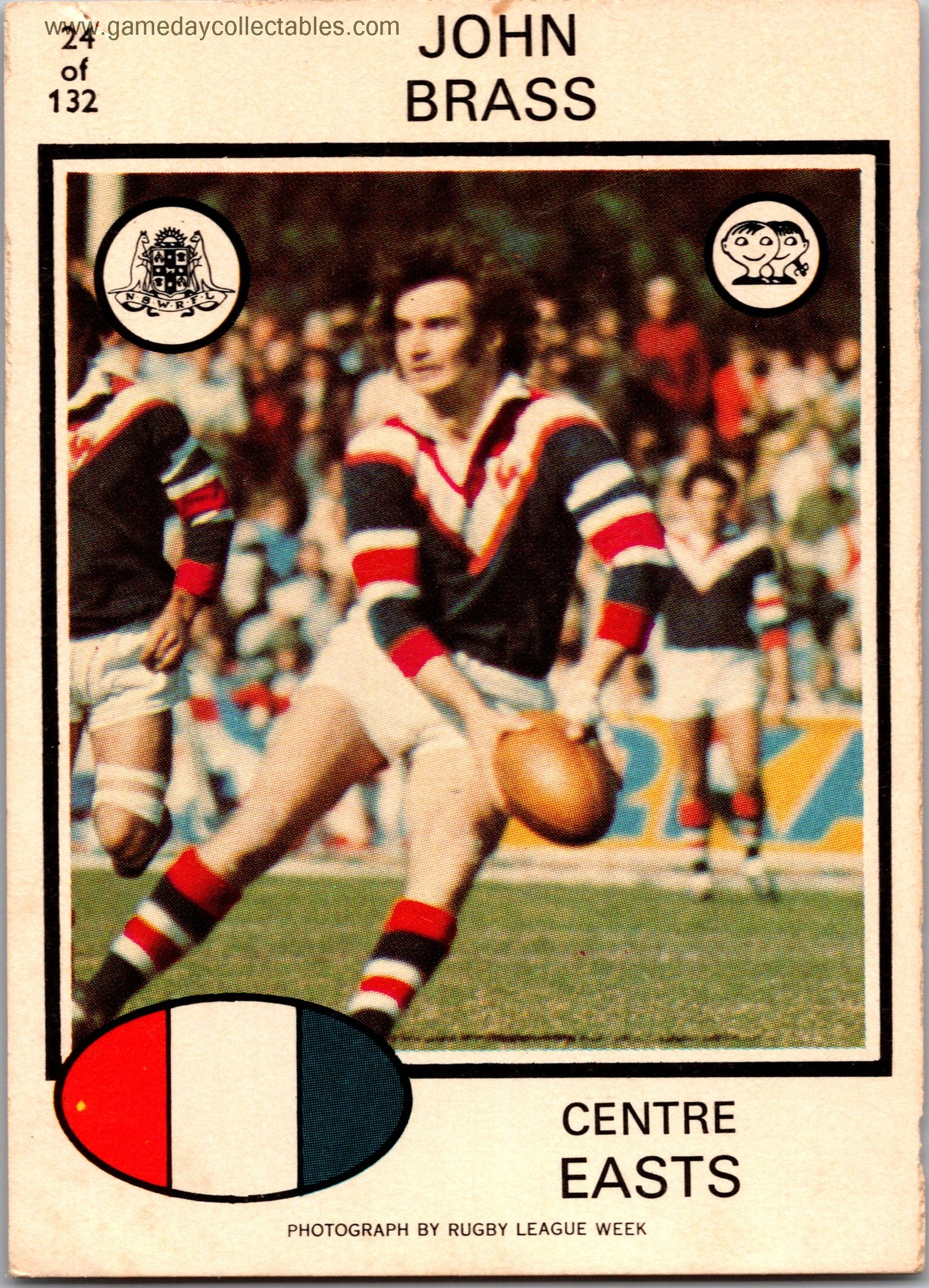 1975 SCANLENS - 024 John Brass - Eastern Suburbs Roosters