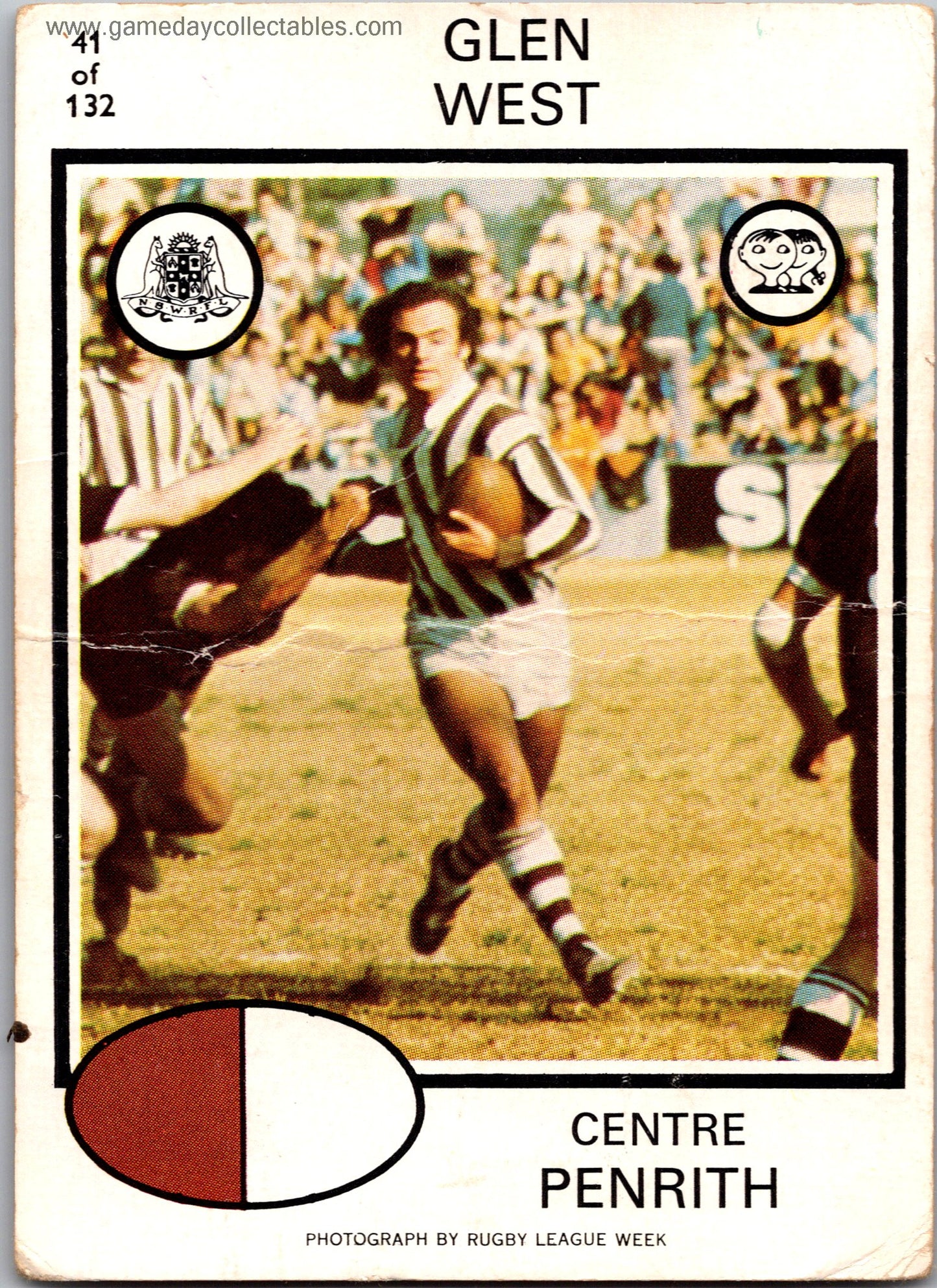 1975 SCANLENS - 041 Glen West - Penrith Panthers