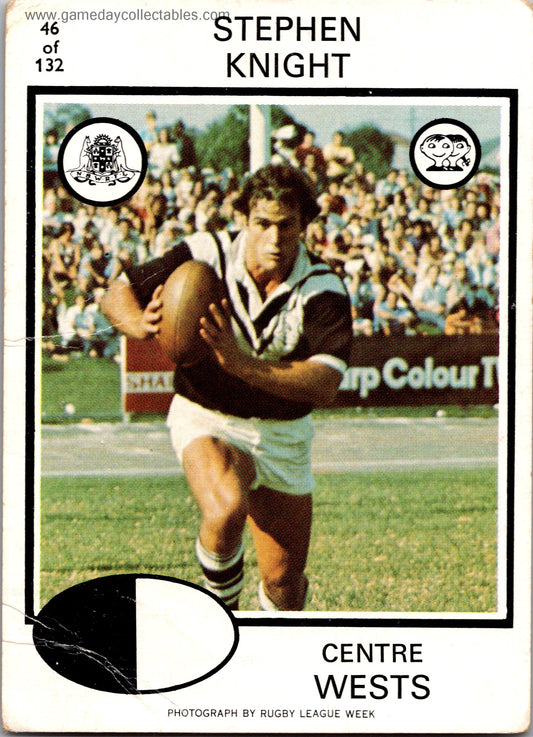 1975 SCANLENS - 046 Stephen Knight - Western Suburbs Magpies