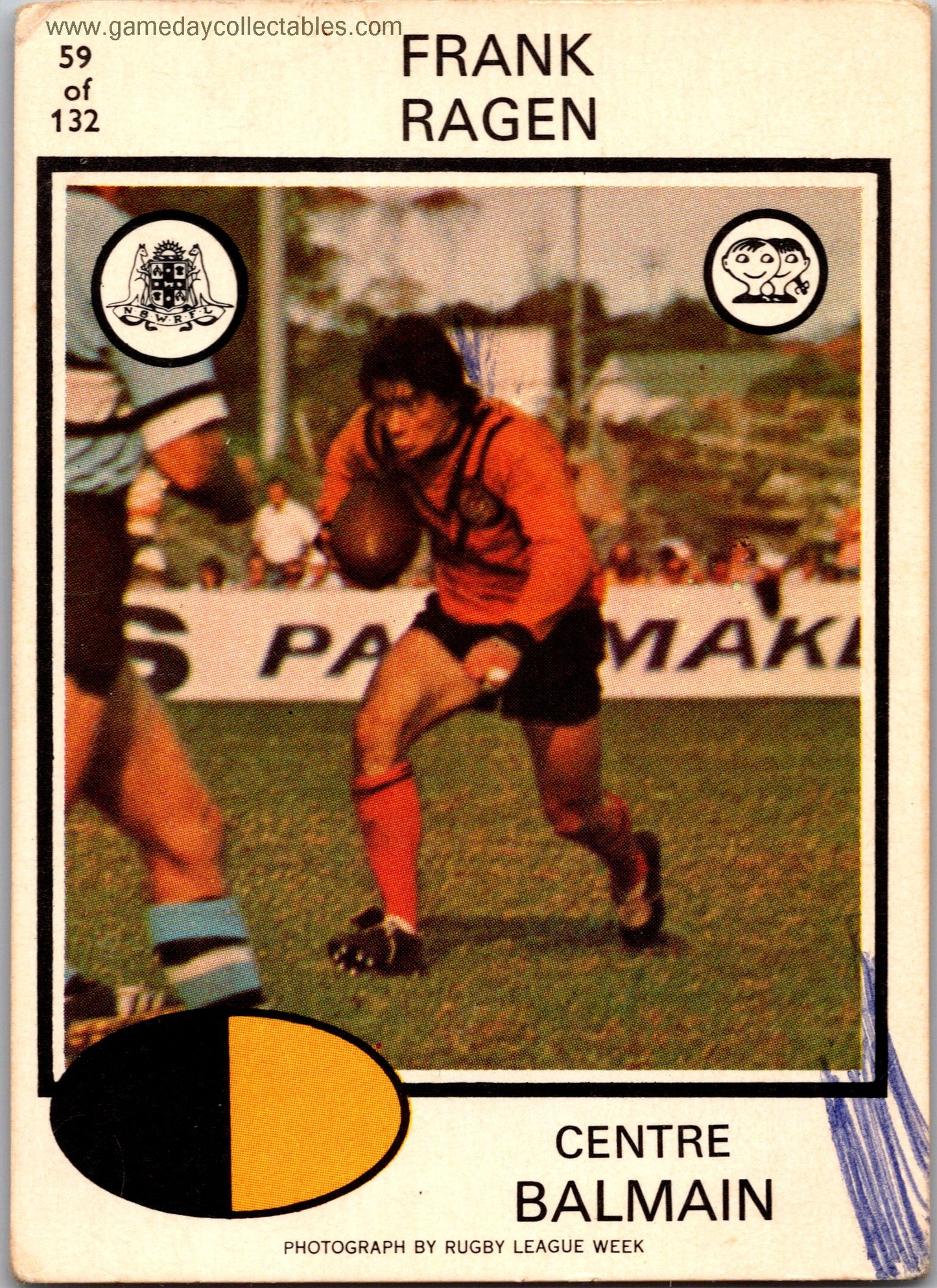 1975 SCANLENS - 059 Frank Ragen - Balmain Tigers