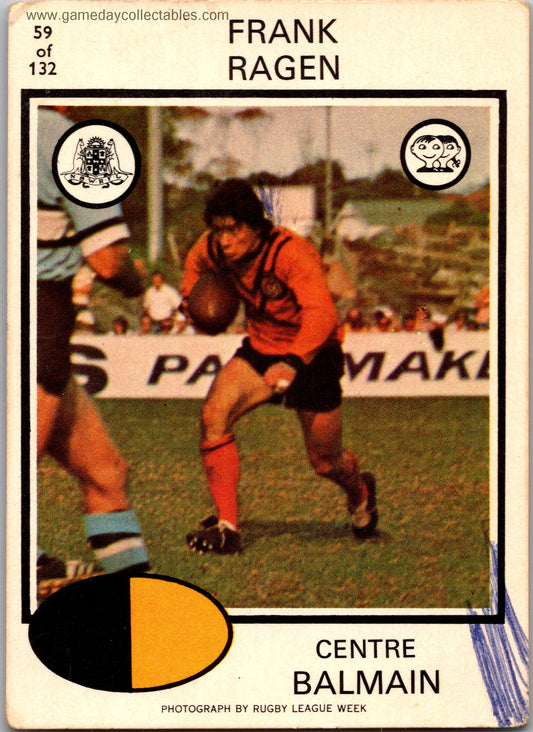 1975 SCANLENS - 059 Frank Ragen - Balmain Tigers