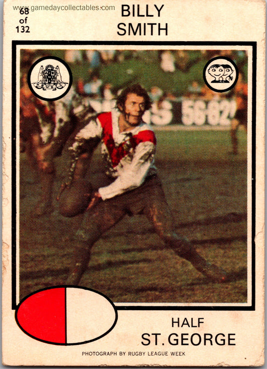 1975 SCANLENS - 068 Billy Smith - St Geogre Dragons