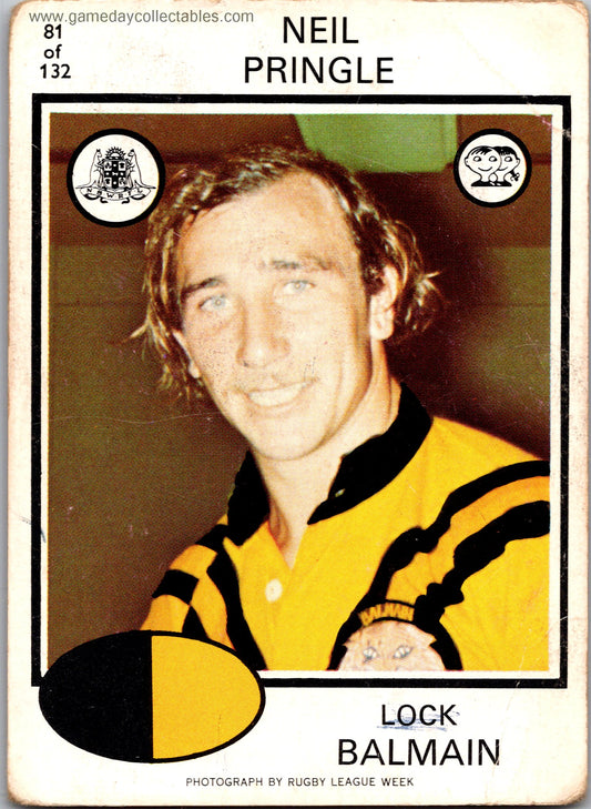 1975 SCANLENS - 081 Neil Pringle - Balmain Tigers