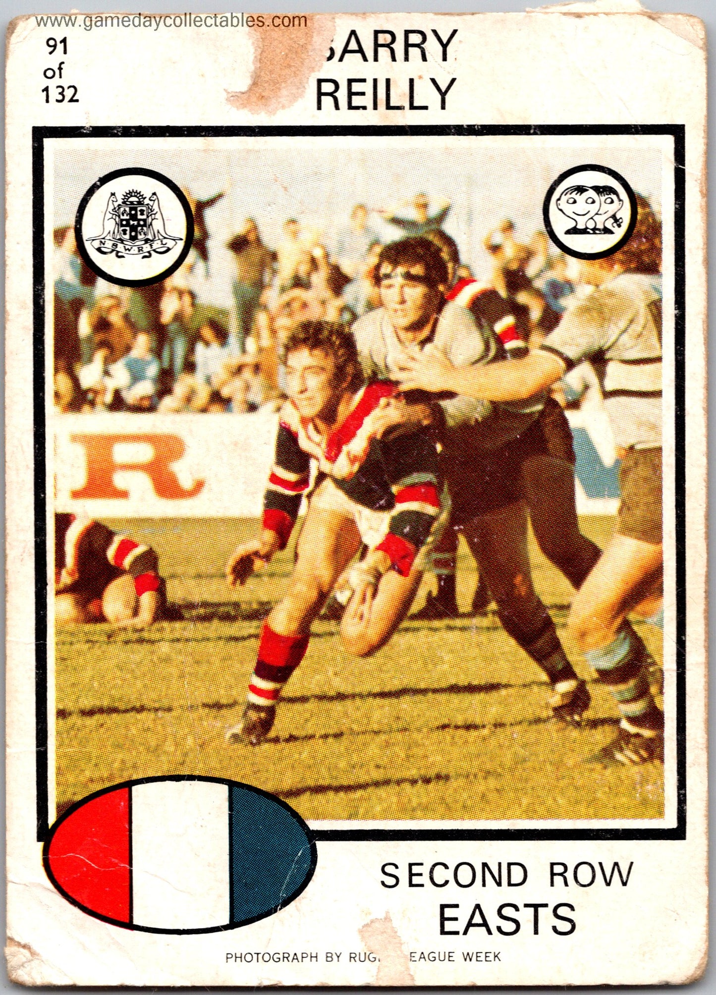 1975 SCANLENS - 091 Barry Reilly - Eastern Suburbs Roosters