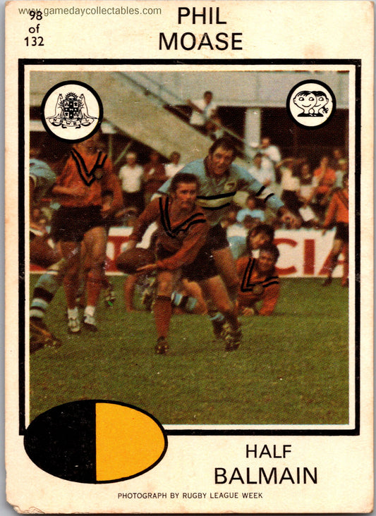 1975 SCANLENS - 098 Phil Moase - Balmain Tigers