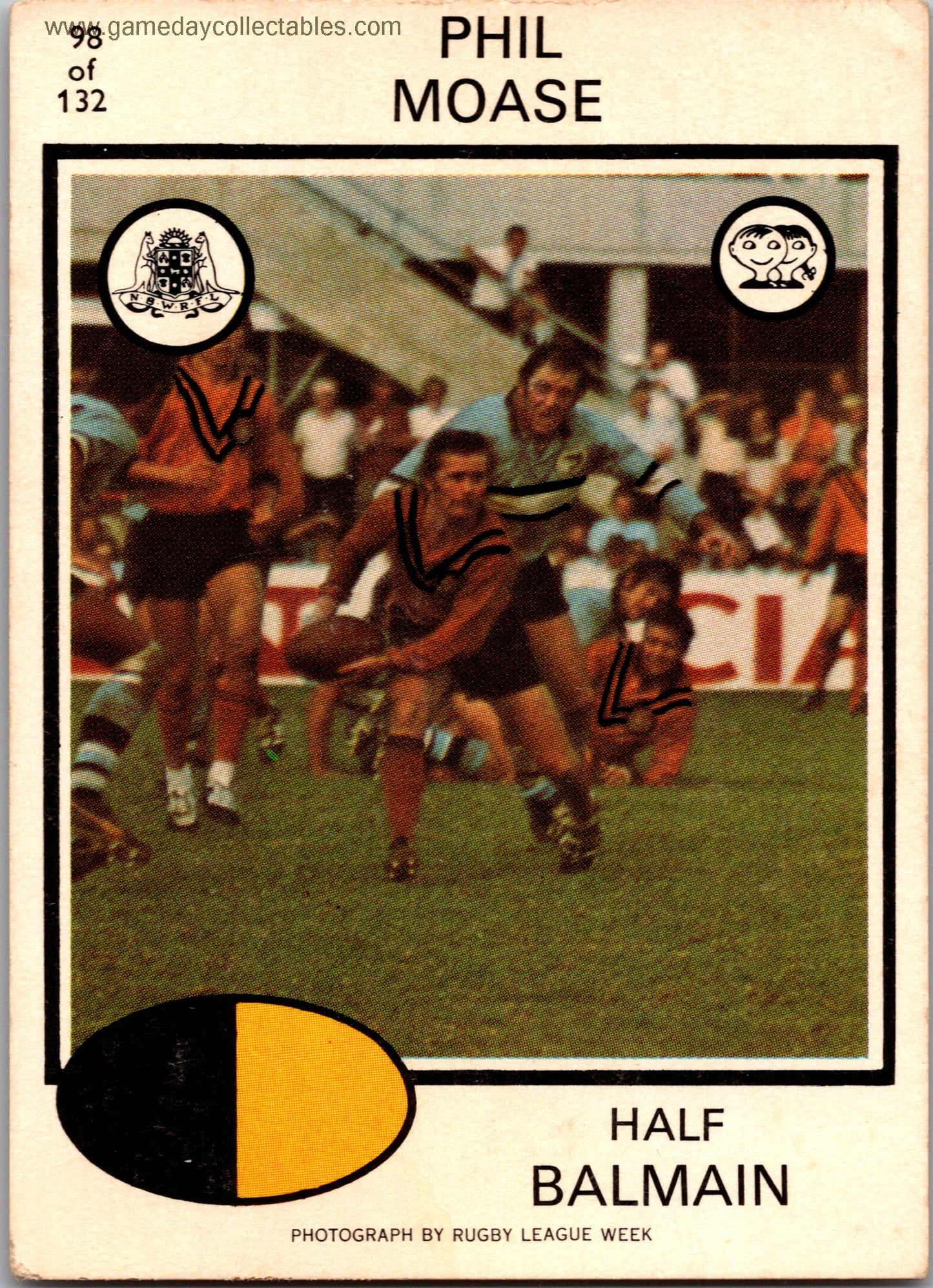 1975 SCANLENS - 098 Phil Moase - Balmain Tigers