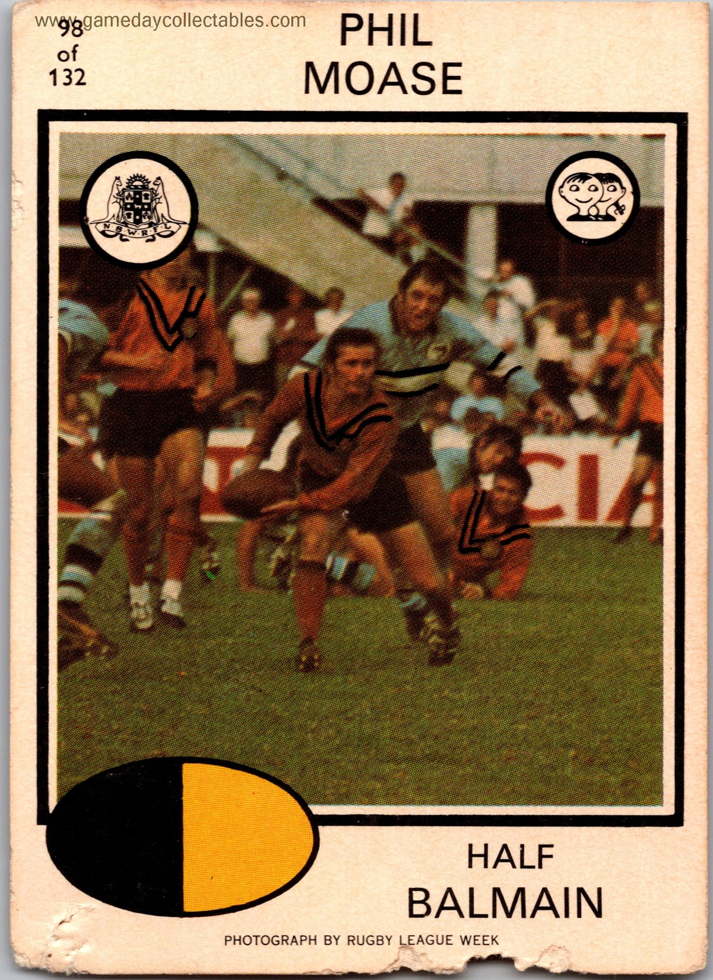 1975 SCANLENS - 098 Phil Moase - Balmain Tigers
