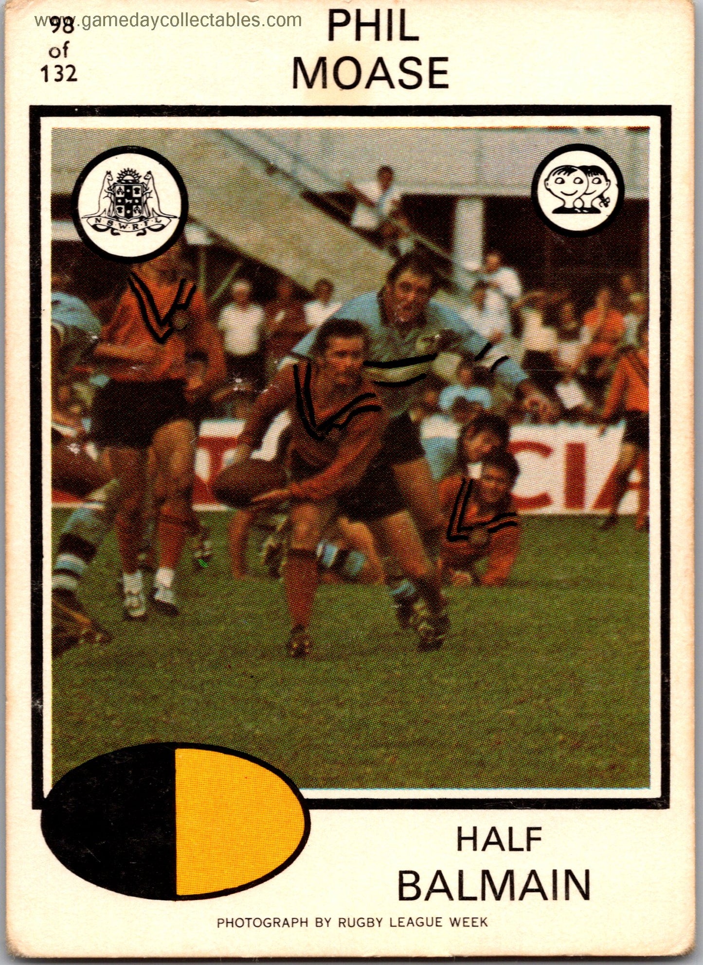1975 SCANLENS - 098 Phil Moase - Balmain Tigers