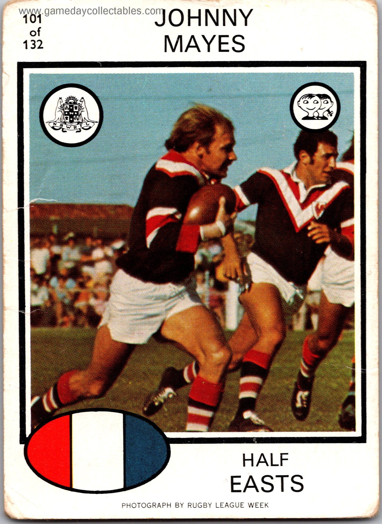 1975 SCANLENS - 101 Johhny Mayes - Eastern Suburbs Roosters