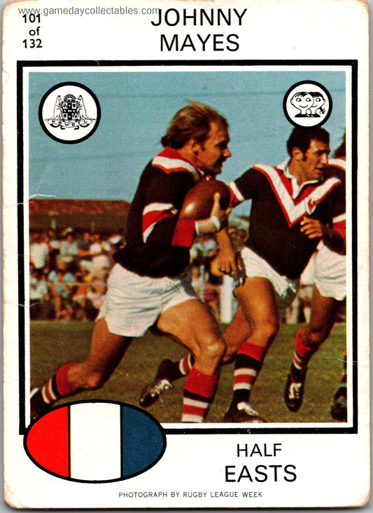 1975 SCANLENS - 101 Johhny Mayes - Eastern Suburbs Roosters