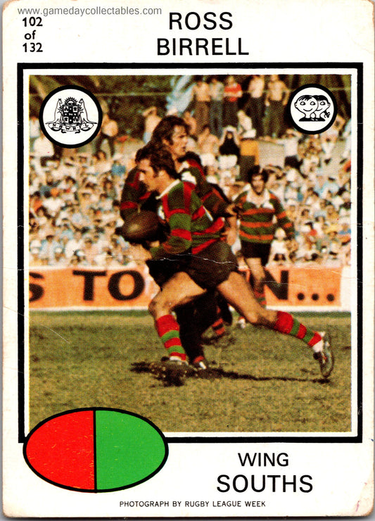 1975 SCANLENS - 102 Ross Birrell - South Sydney Rabbitohs
