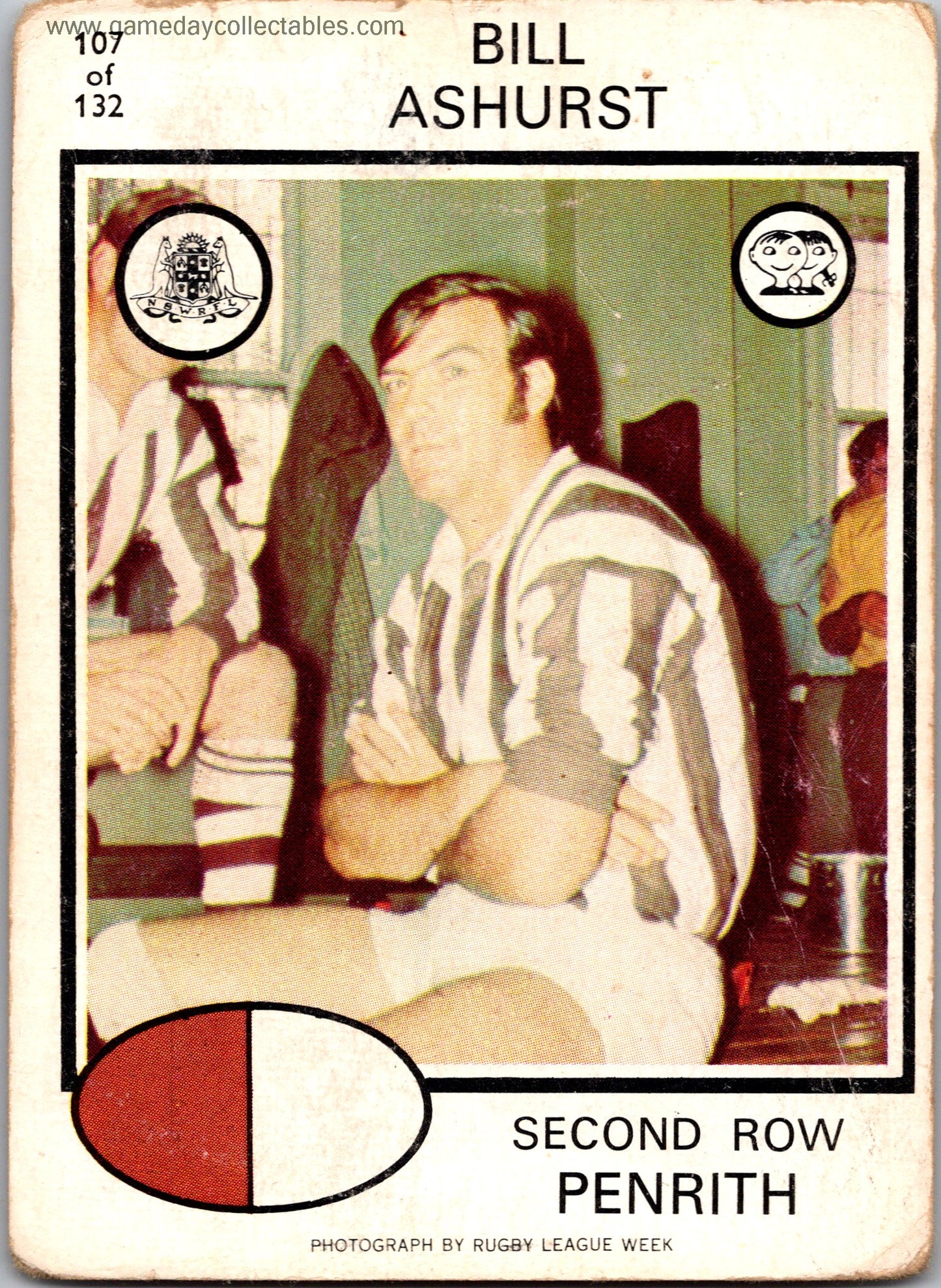 1975 SCANLENS - 107 Bill Ashurst - Penrith Panthers