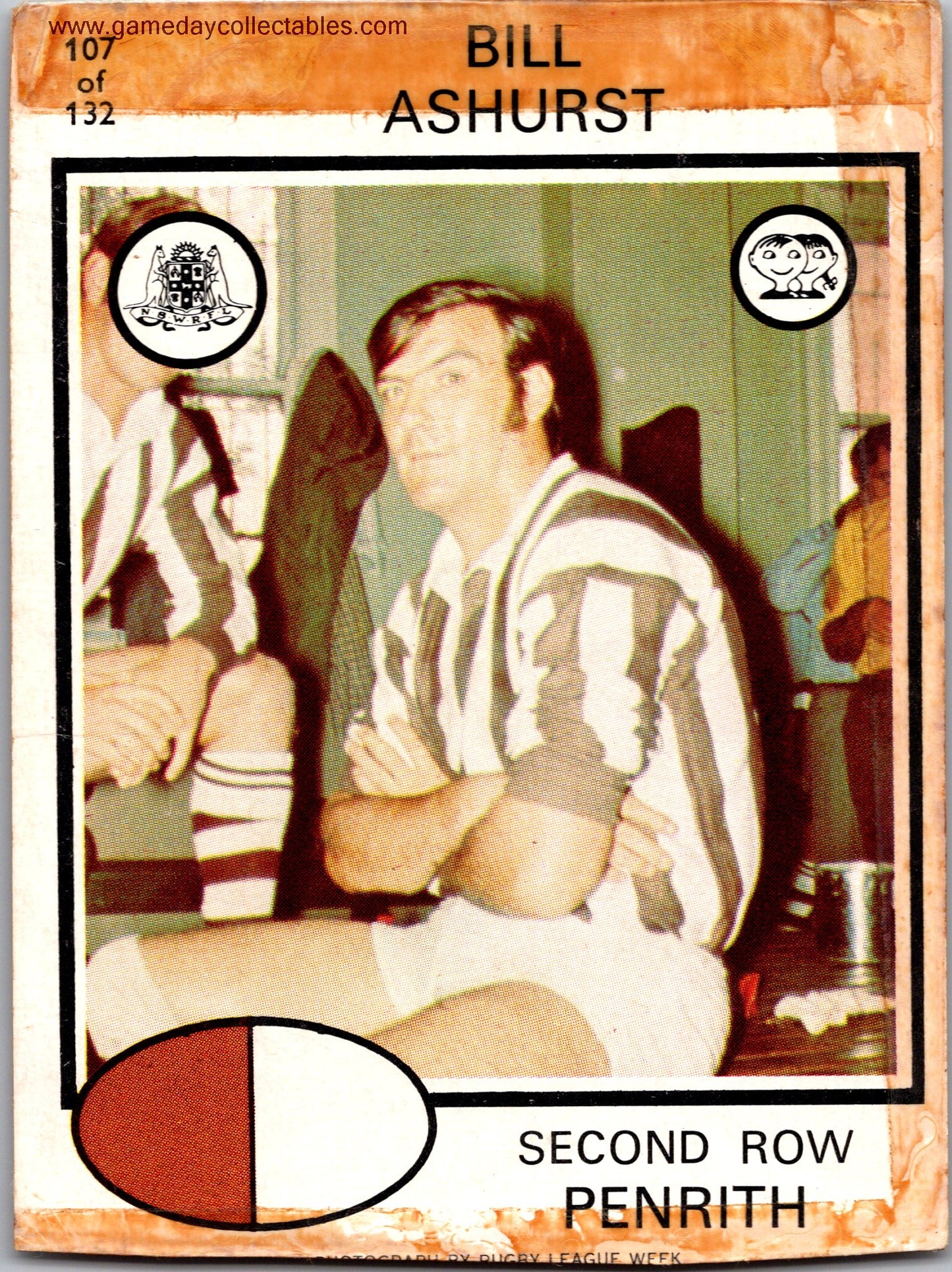 1975 SCANLENS - 107 Bill Ashurst - Penrith Panthers