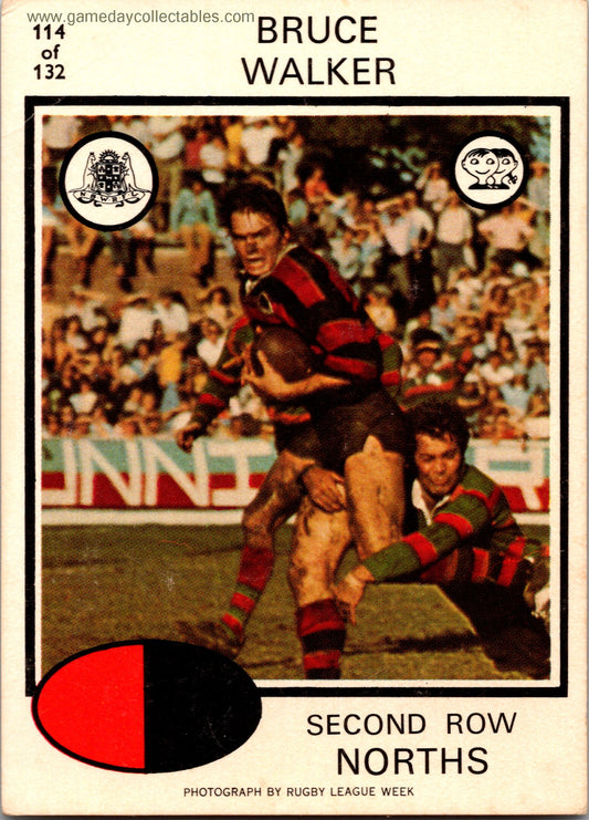 1975 SCANLENS - 114 Bruce Walker - North Sydney Bears