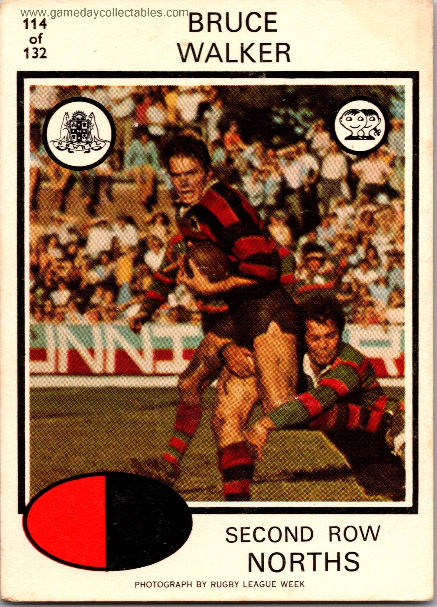 1975 SCANLENS - 114 Bruce Walker - North Sydney Bears
