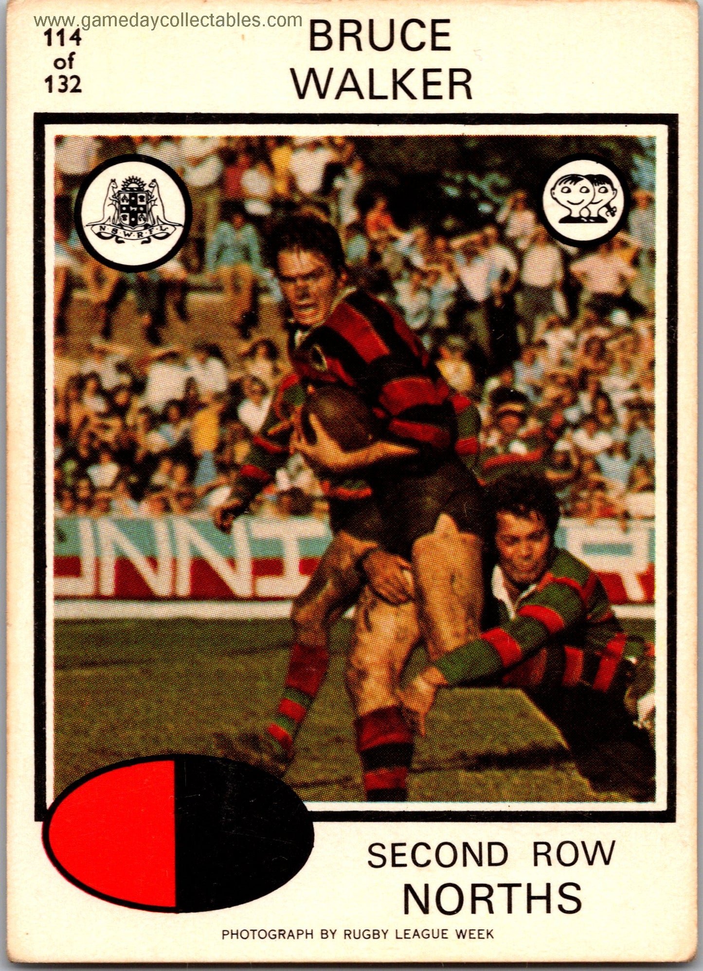 1975 SCANLENS - 114 Bruce Walker - North Sydney Bears