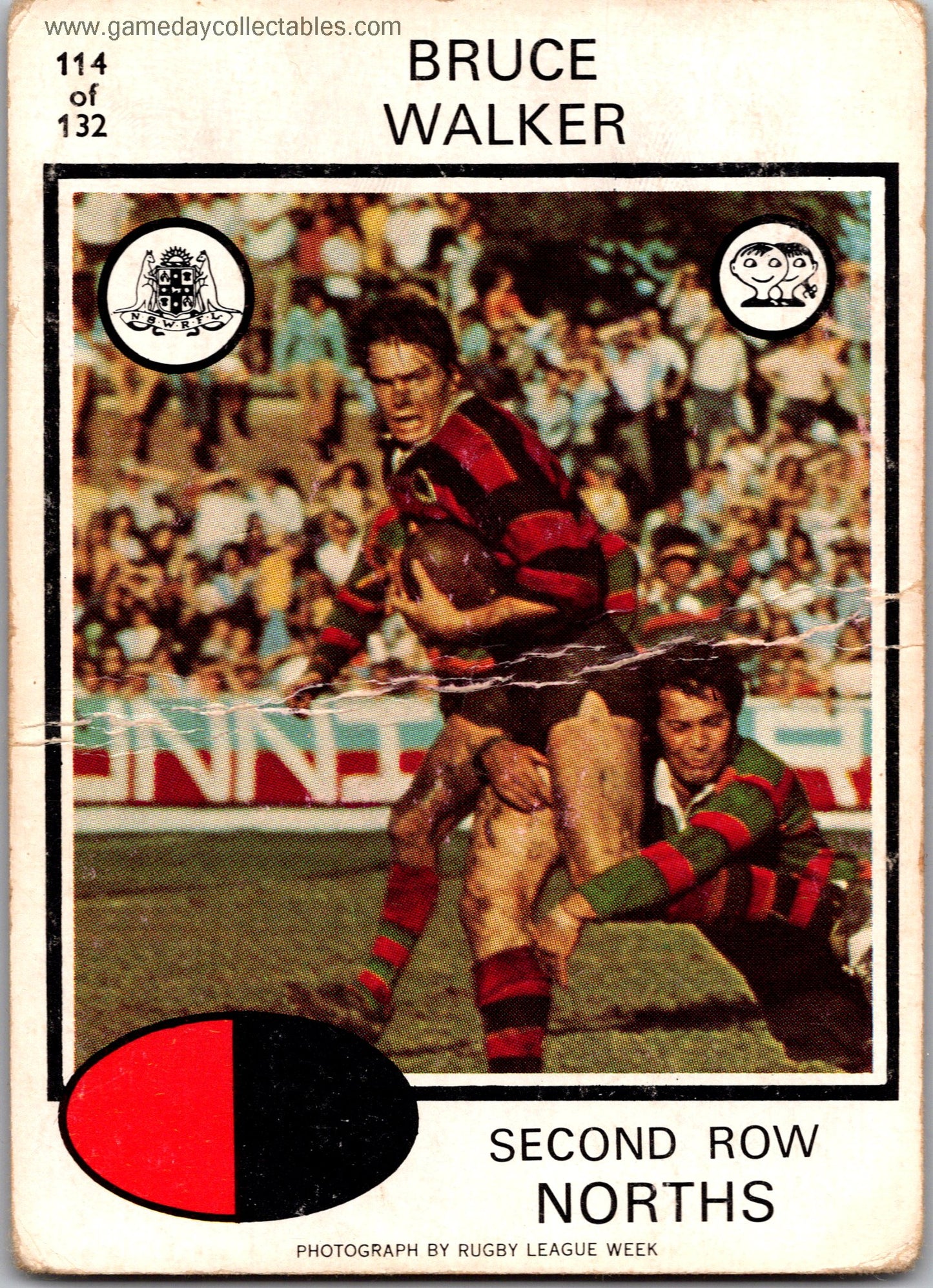 1975 SCANLENS - 114 Bruce Walker - North Sydney Bears