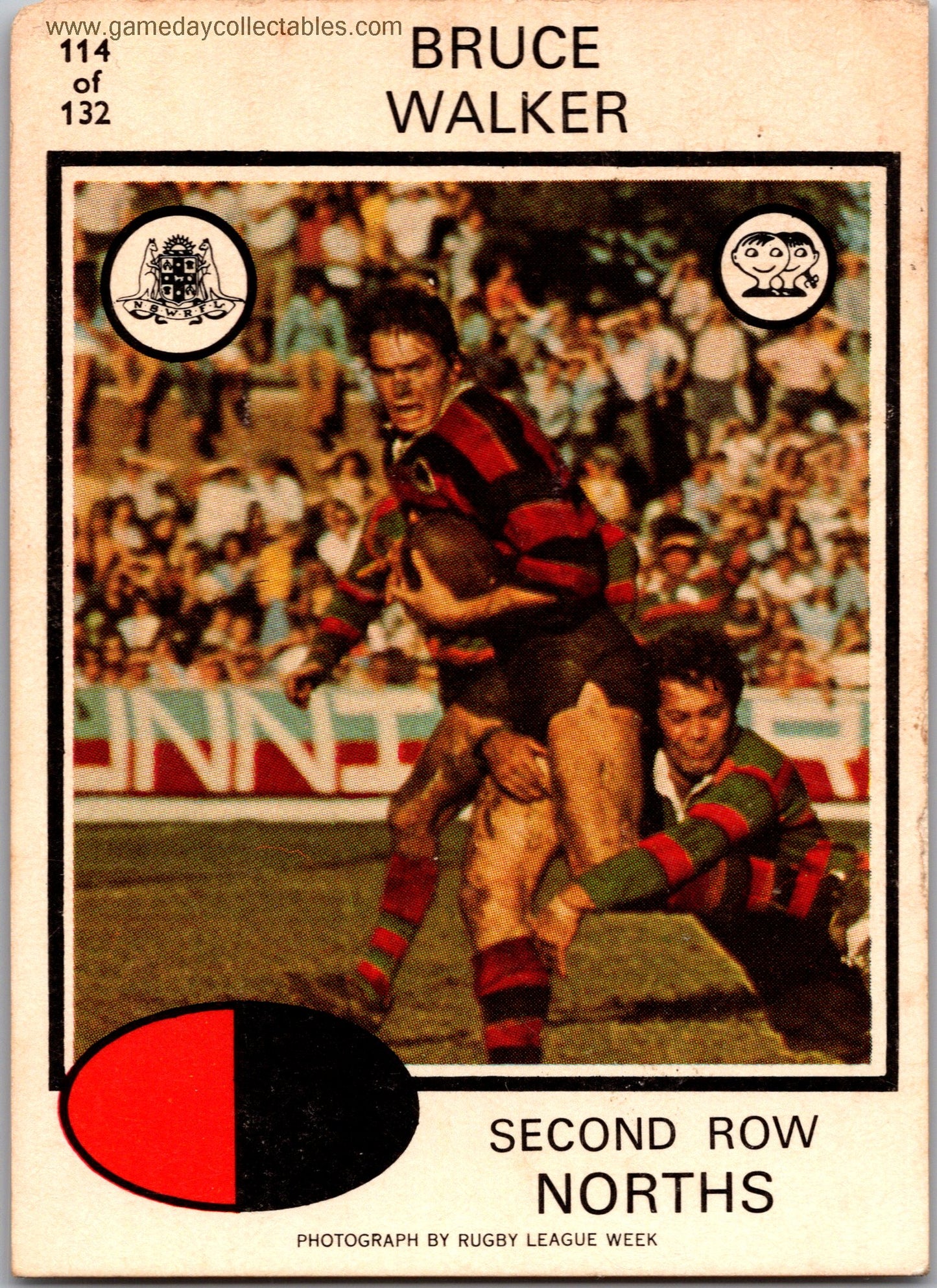 1975 SCANLENS - 114 Bruce Walker - North Sydney Bears