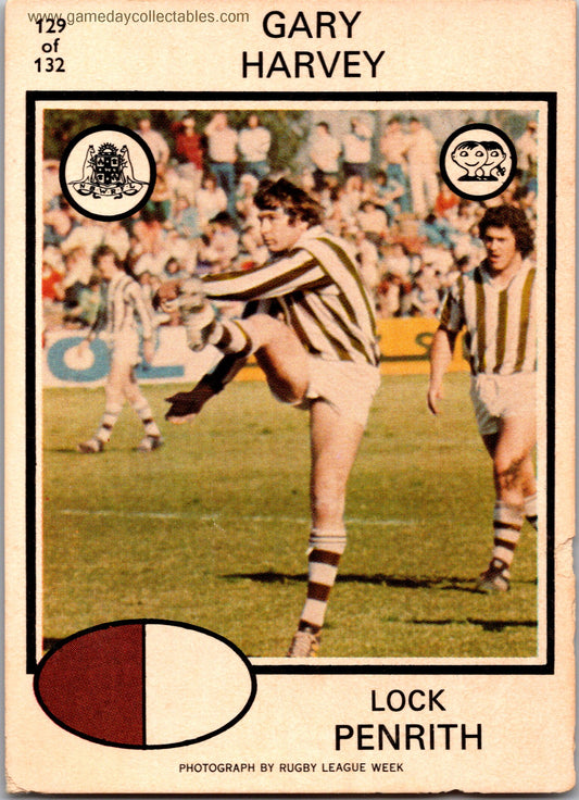 1975 SCANLENS - 129 Gary Harvey - Penrith Panthers