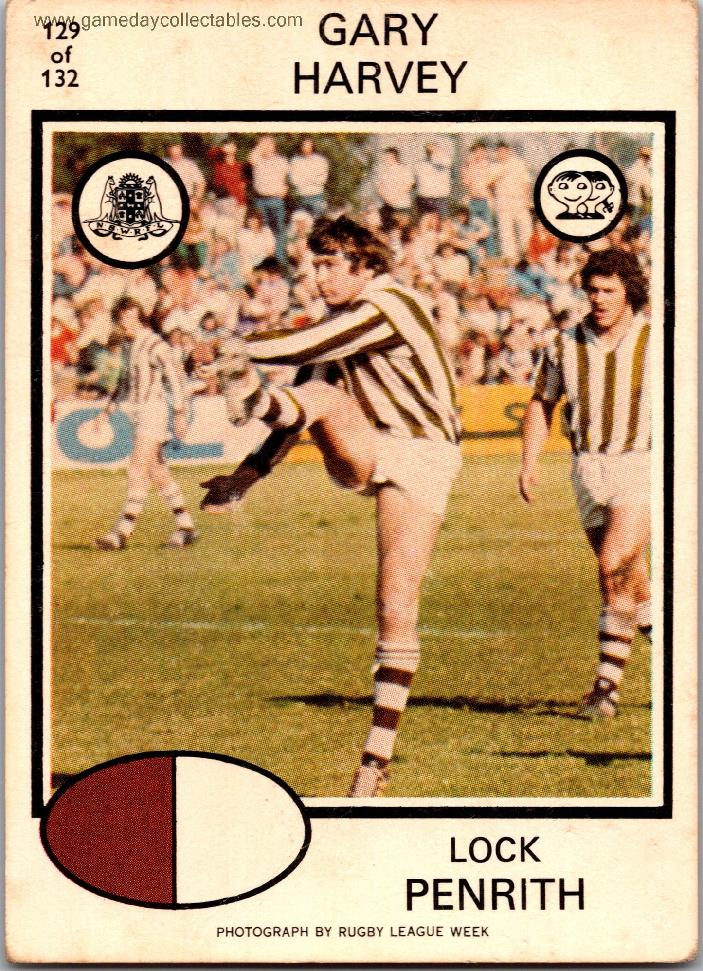 1975 SCANLENS - 129 Gary Harvey - Penrith Panthers