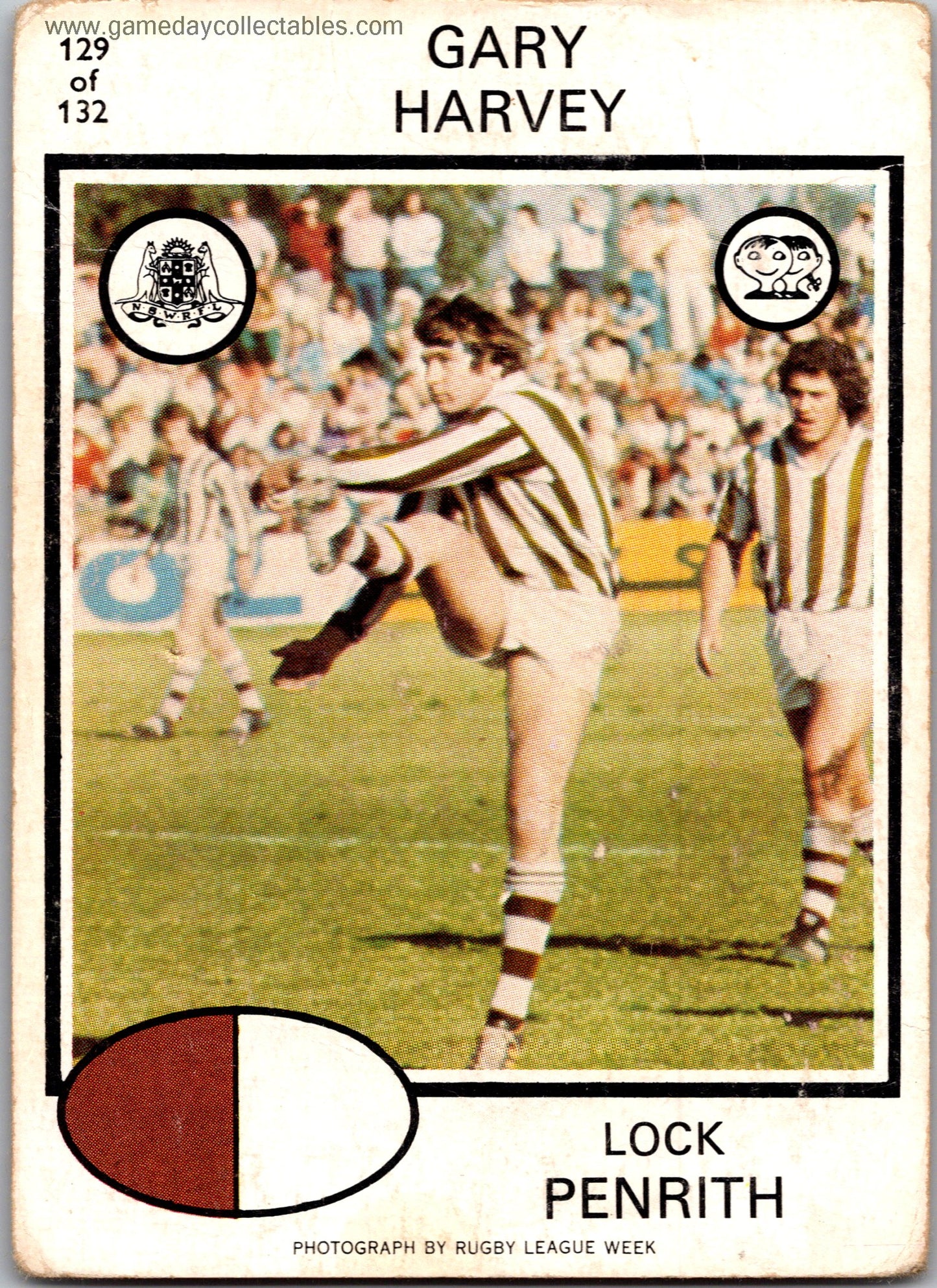 1975 SCANLENS - 129 Gary Harvey - Penrith Panthers