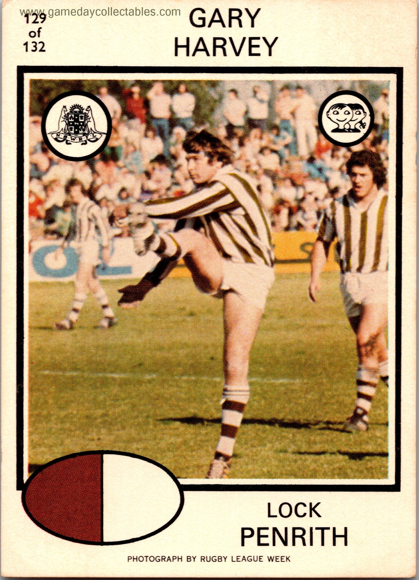 1975 SCANLENS - 129 Gary Harvey - Penrith Panthers
