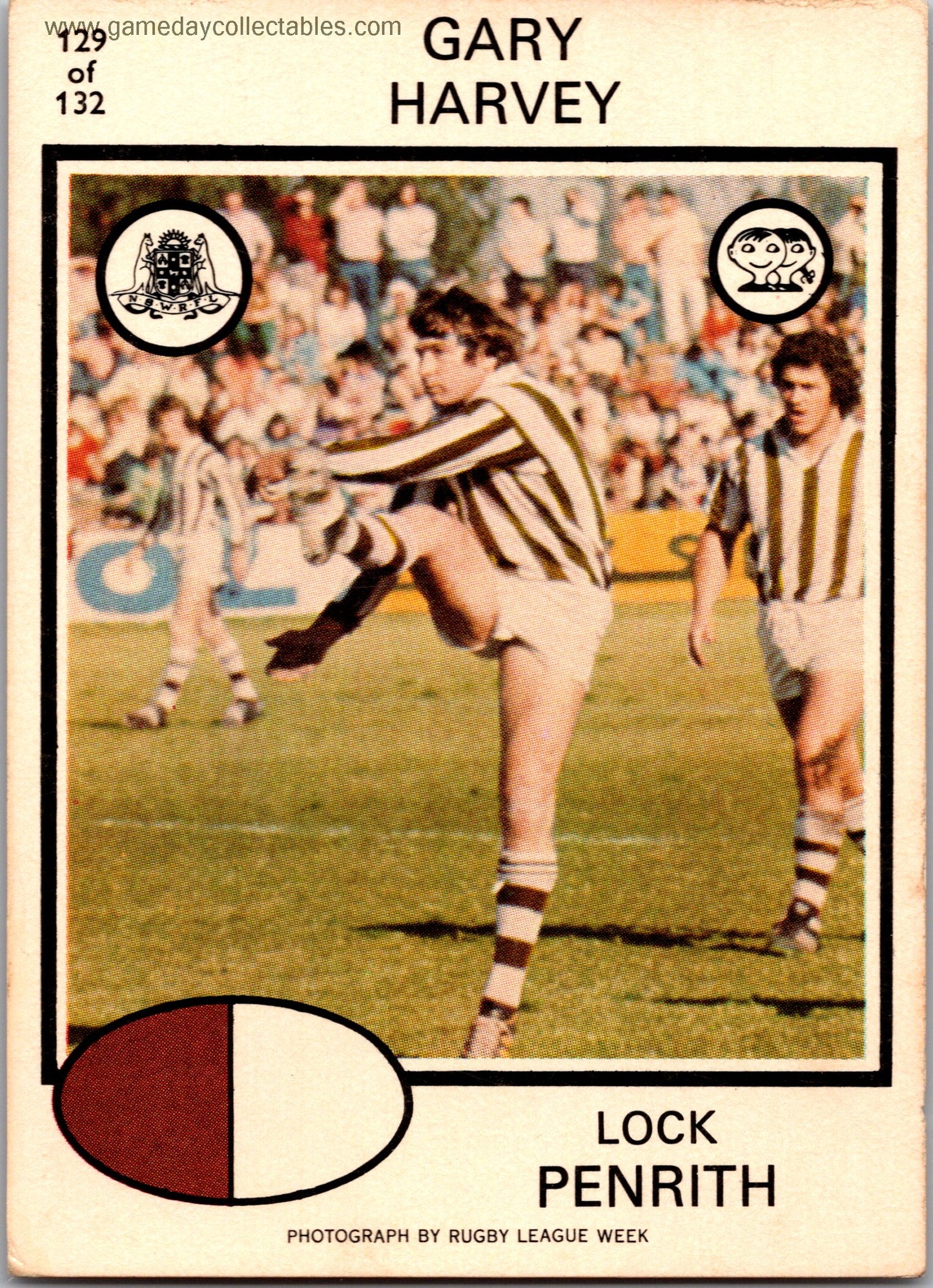 1975 SCANLENS - 129 Gary Harvey - Penrith Panthers