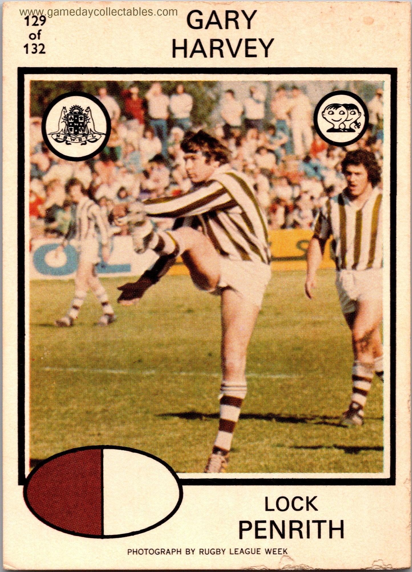 1975 SCANLENS - 129 Gary Harvey - Penrith Panthers