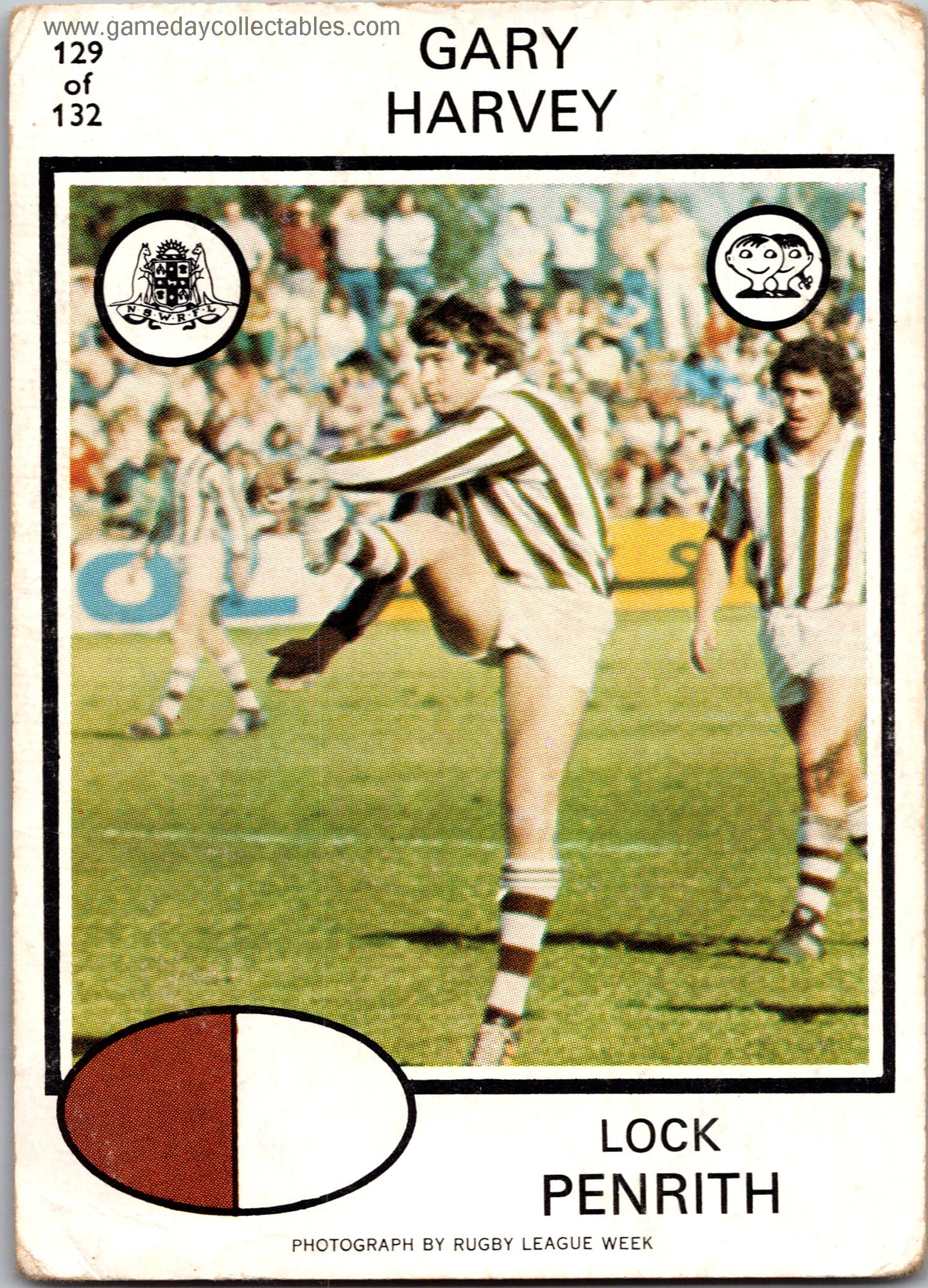 1975 SCANLENS - 129 Gary Harvey - Penrith Panthers