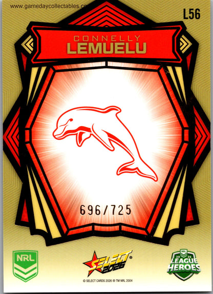 2026 NRL League Heroes Luminous Gold Back - L056 Connelly Lemuelu - Dolphins